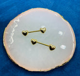 Set of Plain Gold Heart Nipple Jewelry Barbells, Nipple Piercings, Plain Nipple Jewelry